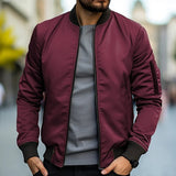 Zip-Up Bomber Jacket with Sleeve Pocket