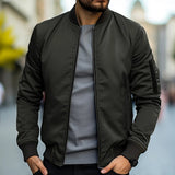 Zip-Up Bomber Jacket with Sleeve Pocket