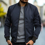 Zip-Up Bomber Jacket with Sleeve Pocket