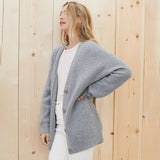 Oversized Ribbed Knit Cardigan with V-Neck and Button Front
