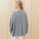 Oversized Ribbed Knit Cardigan with V-Neck and Button Front