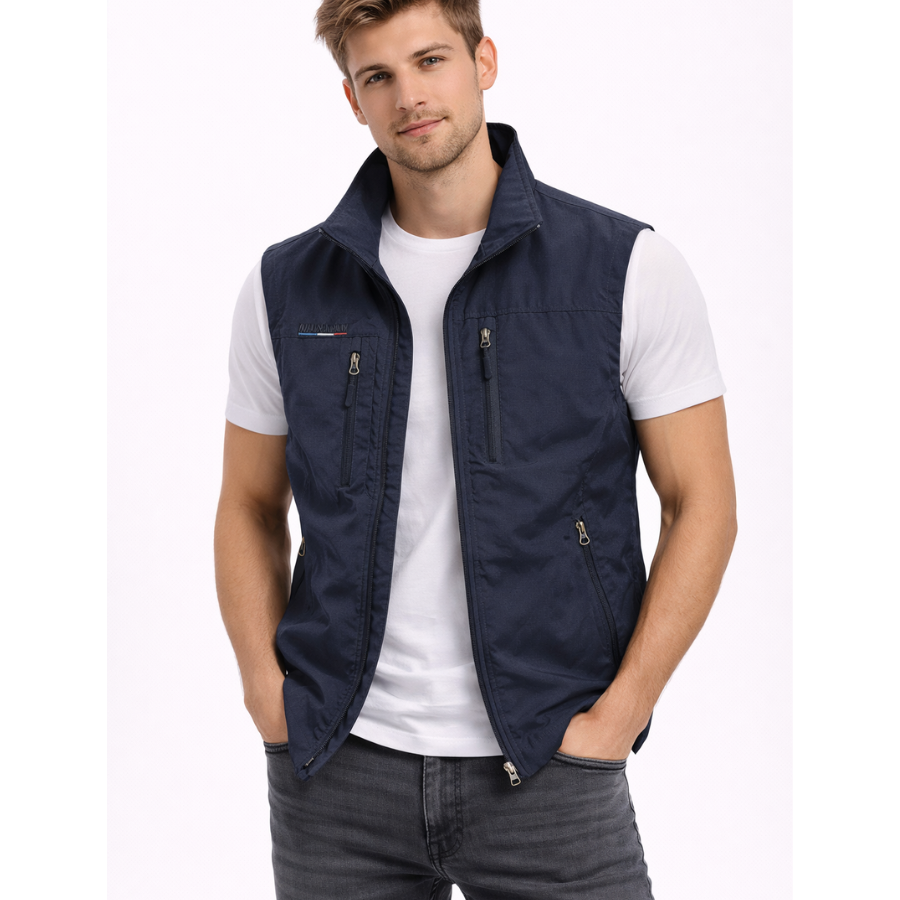 Men's Zip-Front Vest with Zipper Pockets