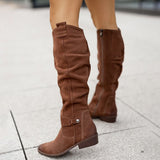 Knee-High Suede Boots with Side Zip