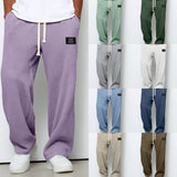 Waffle Knit Wide-Leg Sweatpants with Drawstring Waist