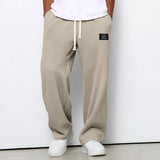Waffle Knit Wide-Leg Sweatpants with Drawstring Waist
