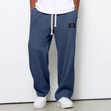 Waffle Knit Wide-Leg Sweatpants with Drawstring Waist