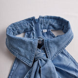 Collared Blouse with Halter Neck and Tie Front