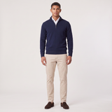Quarter-Zip Sweater with Stand Collar and Ribbed Trim