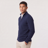 Quarter-Zip Sweater with Stand Collar and Ribbed Trim