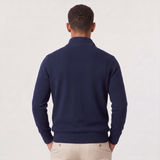 Quarter-Zip Sweater with Stand Collar and Ribbed Trim