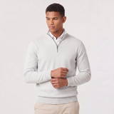 Quarter-Zip Sweater with Stand Collar and Ribbed Trim