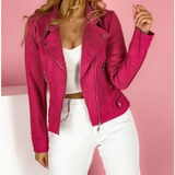 Slim Fit Moto Jacket with Asymmetric Zip and Notch Collar