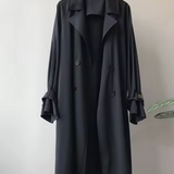 Oversized Double-Breasted Trench Coat with Notch Collar