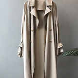 Oversized Double-Breasted Trench Coat with Notch Collar