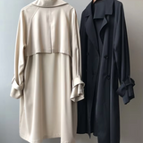 Oversized Double-Breasted Trench Coat with Notch Collar