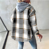 Plaid Hooded Cardigan with Button Front