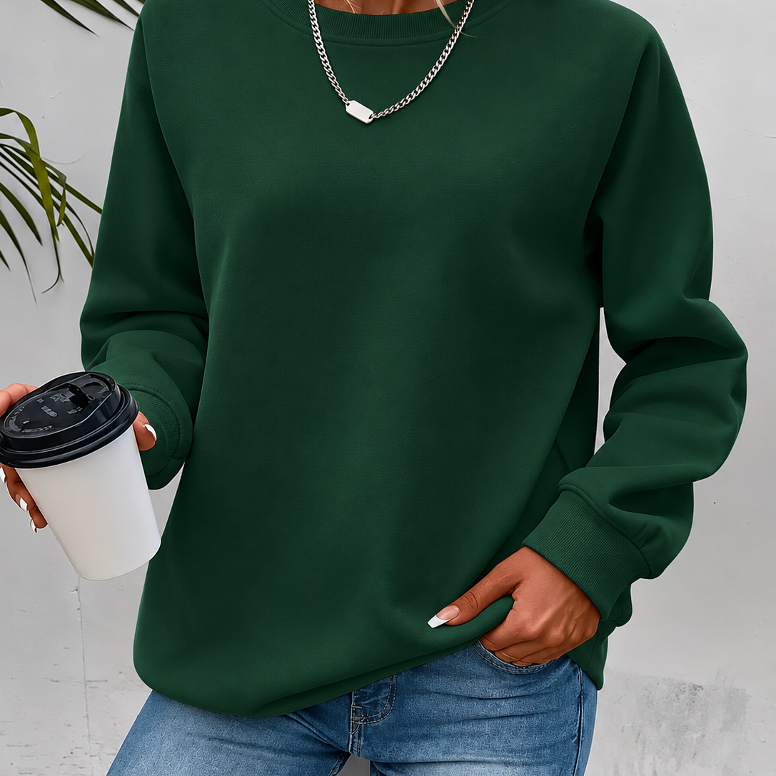 Women's Round Neck Sweater with Long Sleeves for Everyday Wear