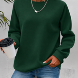 Women's Round Neck Sweater with Long Sleeves for Everyday Wear