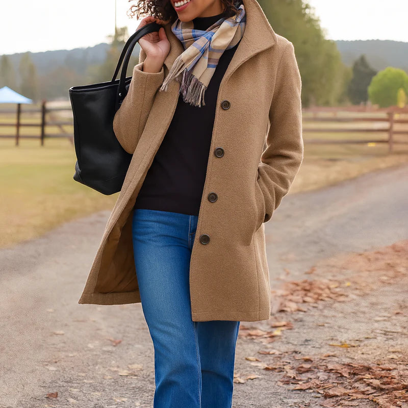 Wool Trench Coat with Button Front