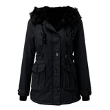 Hooded Faux Fur Coat with Drawstring