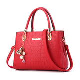 Women's Tote Bag Handbag with Crocodile Embossed Texture and Shoulder Strap