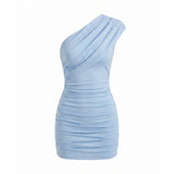 One-Shoulder Ruched Bodycon Mini Dress