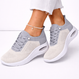Color Block Knit Lace-Up Sneakers with Platform Sole