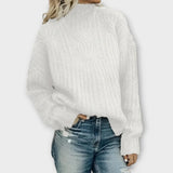 Turtleneck Knit Sweater with Cable Pattern