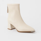 Pointed-Toe Ankle Boots with Block Heel