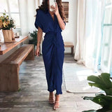 Ruched Button-Front Midi Shirt Dress with V-Neck