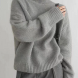 Pullover Sweater with Turtleneck and Ribbed Trim
