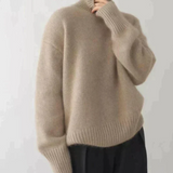 Pullover Sweater with Turtleneck and Ribbed Trim