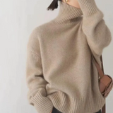 Pullover Sweater with Turtleneck and Ribbed Trim