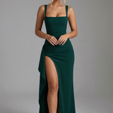 Bodycon Slip Maxi Dress Women Open Back Leg Split Evening Gown