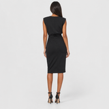 Claire | Elegant Ruched Midi Dress Women Sleeveless Summer Fitted