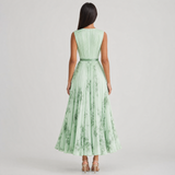 Isabelle | Elegant Pleated V-Neck Midi Dress Women Summer Flowy