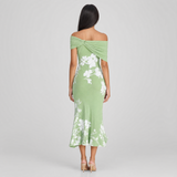 Aurelie | Elegant Off-Shoulder Floral Midi Dress Women Summer
