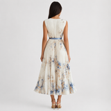 Isabelle | Elegant Pleated V-Neck Midi Dress Women Summer Flowy