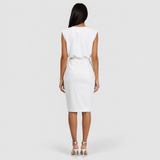 Claire | Elegant Ruched Midi Dress Women Sleeveless Summer Fitted