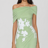 Aurelie | Elegant Off-Shoulder Floral Midi Dress Women Summer
