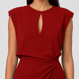 Claire | Elegant Ruched Midi Dress Women Sleeveless Summer Fitted