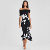 Aurelie | Elegant Off-Shoulder Floral Midi Dress Women Summer