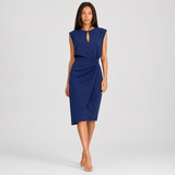 Claire | Elegant Ruched Midi Dress Women Sleeveless Summer Fitted