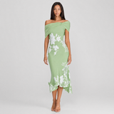 Aurelie | Elegant Off-Shoulder Floral Midi Dress Women Summer
