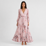 Isabelle | Elegant Pleated V-Neck Midi Dress Women Summer Flowy