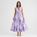 Isabelle | Elegant Pleated V-Neck Midi Dress Women Summer Flowy