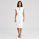 Claire | Elegant Ruched Midi Dress Women Sleeveless Summer Fitted