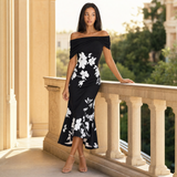 Aurelie | Elegant Off-Shoulder Floral Midi Dress Women Summer