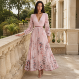 Isabelle | Elegant Pleated V-Neck Midi Dress Women Summer Flowy