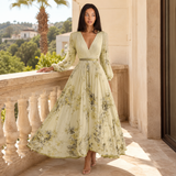 Isabelle | Elegant Pleated V-Neck Midi Dress Women Summer Flowy